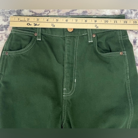Reformation Cowboy High Rise Straight Jeans Emerald Green Size 24 - Picture 7 of 12